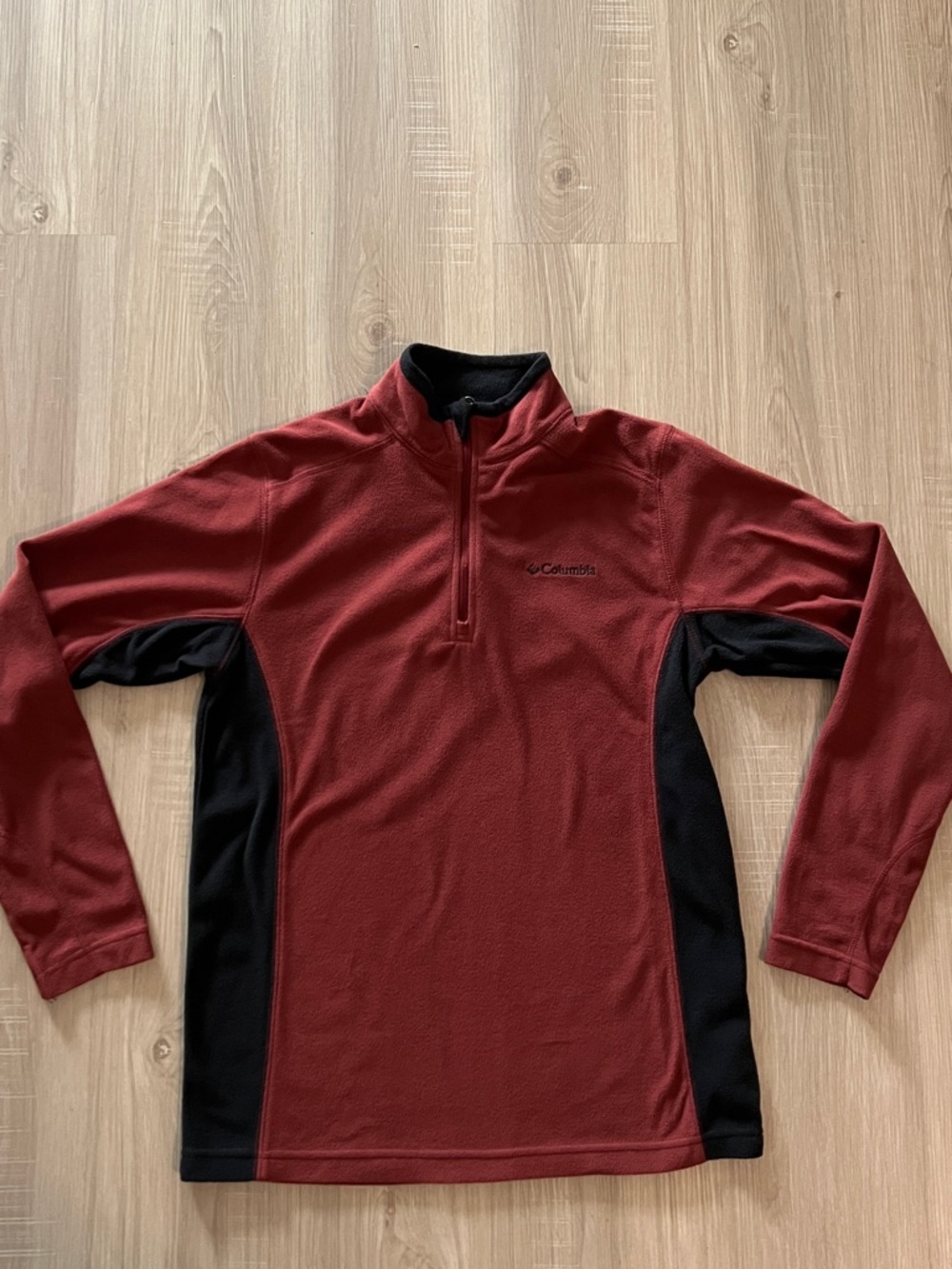 Columbia Red and Black Half-Zip Fleece Top